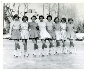 Figure skaters posing at Winter Haven, Sartell, Minnesota. Stearns HIstory Museum.