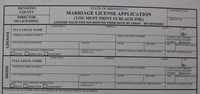 Marriage License Application form groom and bride