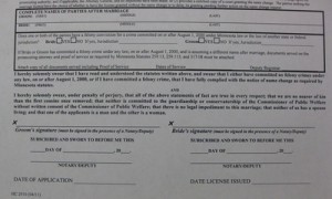 Marriage License Application form signature