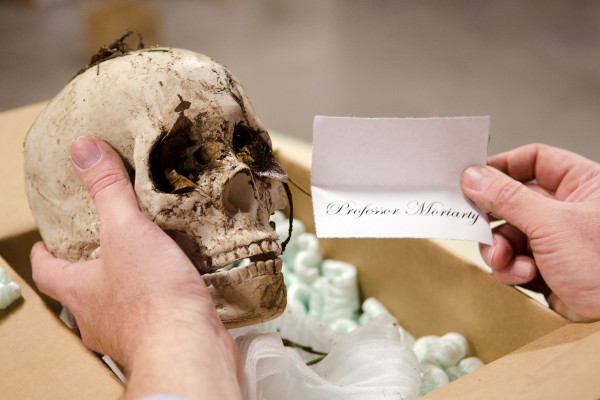 Moriarty’s skull with TIm Johnson and note