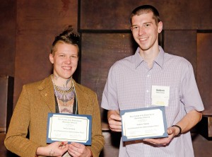 Emily Atchison and Andrew Nelson received 2015 Outstanding Library Student Employee Awards.