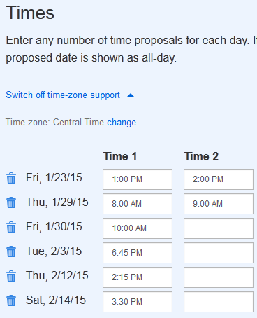 Schedule and event screenshot