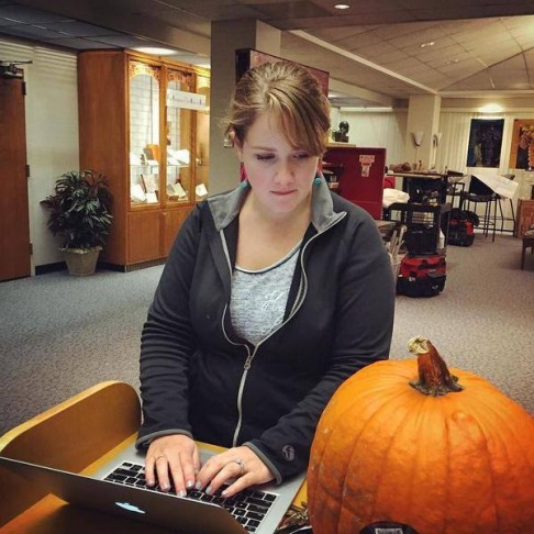 Emily Beck and her pumpkin.