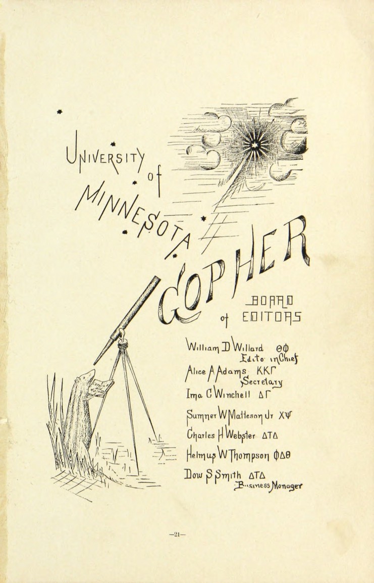 The first Gopher, 1888. Available at http://purl.umn.edu/134793.