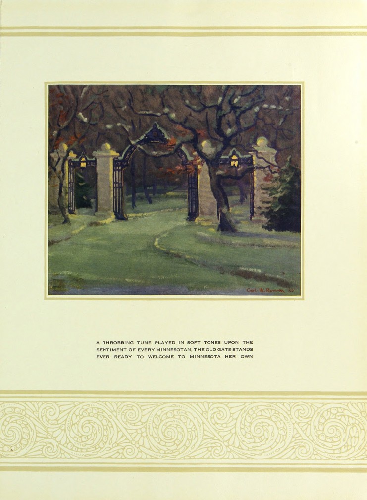 1927 oil painting of Pillsbury Gate. Available at http://purl.umn.edu/134832.