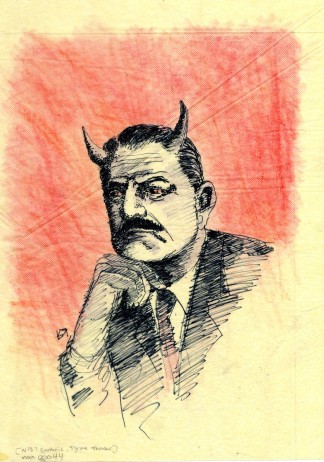 Doodle by architect showing a client wearing horns.