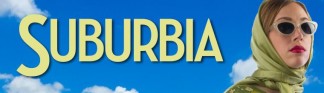 Banner advertising for "Suburbia" showing a woman wearing a scarf.