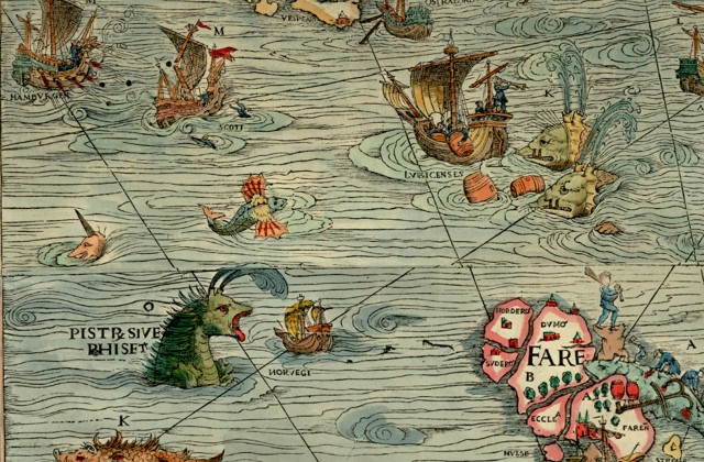 More sea monsters in 1667 map, Bell Library