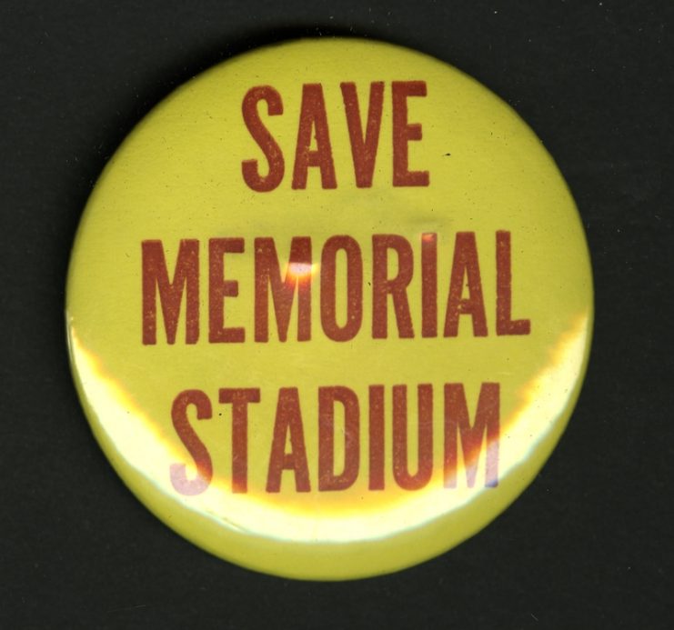 Save Memorial Stadium Button, available at http://brickhouse.lib.umn.edu/items/show/467.