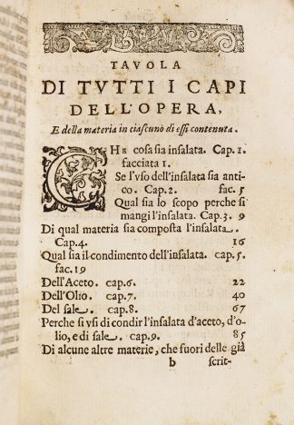 1627 book on salad by Salvatore Massonio and Alessandro Maganza. Photo credit Liz Hardin-Strnad.
