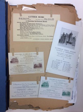 Lutheran Social Services of Minnesota Scrapbook showing materials about the Luther Home.