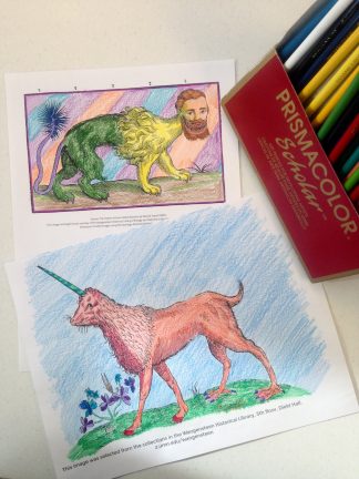 Artwork by @kaileyfukushima who tweets: We're taking a colouring break @UCalgaryLibrary Digitization to participate in #colorourcollections. Here are a couple gems from @umnlib