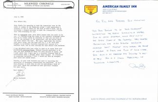 Left: July 3, 1985 letter from Milkweed Editor Emilie Buchwald to Robert Bly asking him to review Bill Holm’s Boxelder Bug Variations and make a few comments to appear on the book upon publication. In the same letter, Buchwald also mentions Bly’s forthcoming Milkweed publication, a translation of Norwegian poetry. Right: Robert Bly’s handwritten response to Milkweed’s request for comment on Bill Holm’s Boxelder Bug Variations. Bly ends his comments with, “This is a small treasure of Minnesota literature.”