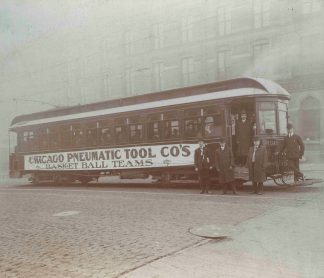Chicago Pneumatic Tool Company Employee Basketball teams traveling in a trolley car to a competition. Photograph undated.