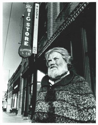 Photograph of Bill Holm in Minneota, MN in the 1990s.