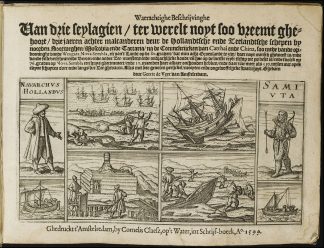 An image of sea adventurers from 1599, from the James Ford Bell collection at the University of Minnesota Libraries