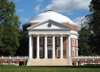 University of Virginia Rotunda, the site where members of the Alt-Right led a torch march on Friday, August 11.