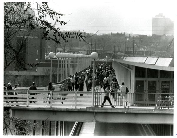 Washington Avenue Bridge (looking toward West Bank), 1971. Available at http://purl.umn.edu/226563.