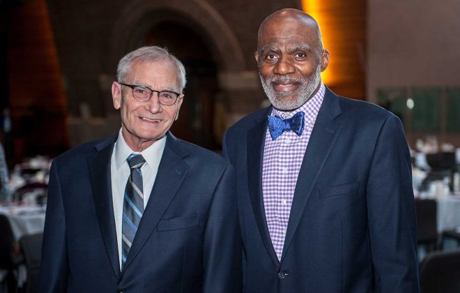 Gary Eichten with Alan Page at the Friends of the Libraries Annual Celebration in McNamara Alumni Center