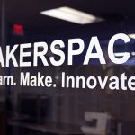 Makerspace welcome sign at the Bio-Medical Library.