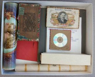 Box 9 from the Maryanna Manfred Papers containing ephemera from Maryanna’s life.