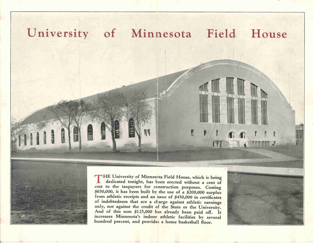 Architectural sketch of the Minnesota Field House by C.H. Johnston Architects, November 1, 1926.