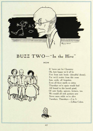 Poem about chemistry written by Lillian Cohen while an undergraduate at the University of Minnesota published in the 1910 Gopher yearbook.