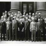 Photograph of the University of Minnesota Department of Chemistry faculty in 1936. Lillian Cohen is pictured front row center.