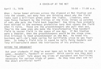 Text from the "Look What We Found" teacher's manual for the April 13, 1978 episode "A Cover-up at the Met."