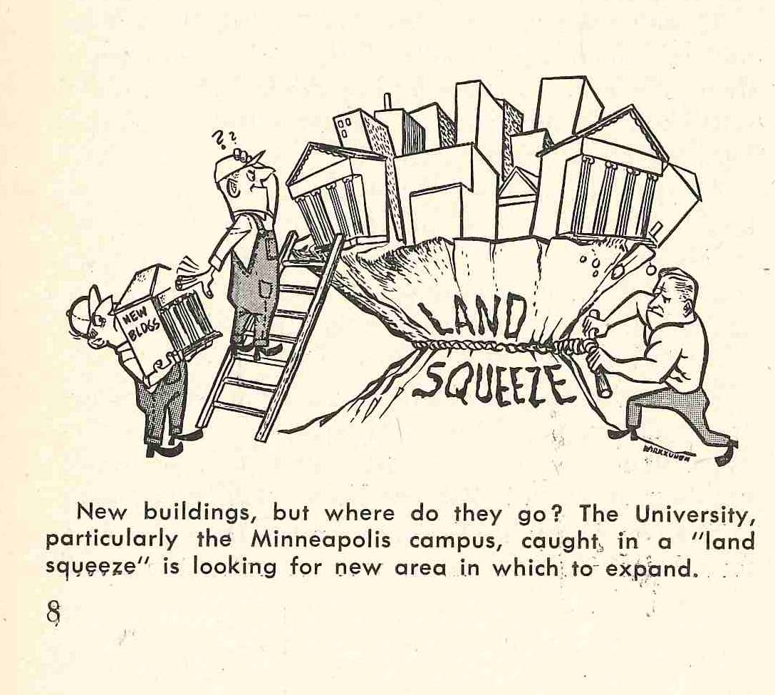 Construction of the Social Sciences Tower and School of Business Administration Tower (now known as Heller Hall), circa 1961, http://purl.umn.edu/81313.