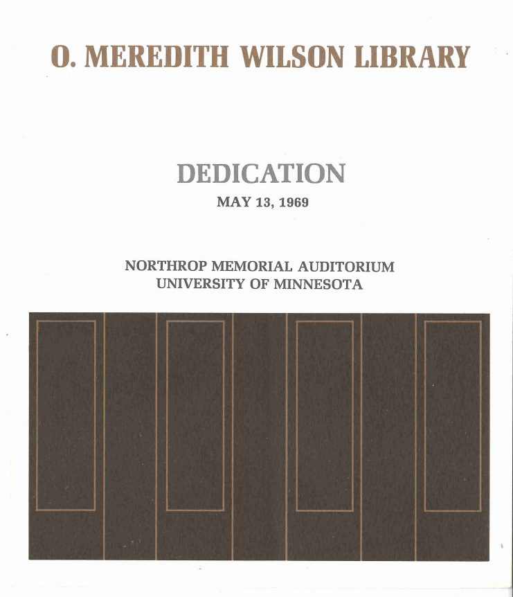 O. Meredith Wilson Library dedication program cover, May 13, 1969.