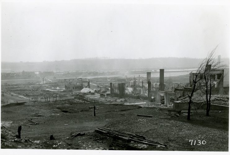 View of the city of Cloquet after the fire of 1918. Photographer: T.J. Horton.