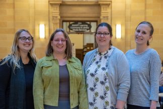 Librarians Shannon Farrell and Meghan Lafferty with CSP Managing Director Laura Seifert, and grad student Ingrid Haugan