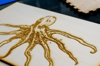 Photo of laser cut of octopus image from the Wangensteen Historical Library.