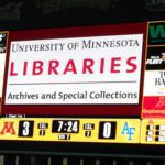 University Libraries Archives & Special Collections on the scoreboard! Photo courtesy of Brenda Oare.