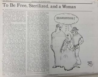 "To be free, sterilized, and a woman" article from the Dec. 12, 1972 Boston Phoenix newspaper
