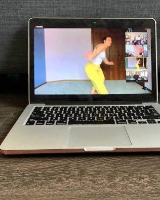 Arcadia Langmead dancing as viewed on Annie's laptop