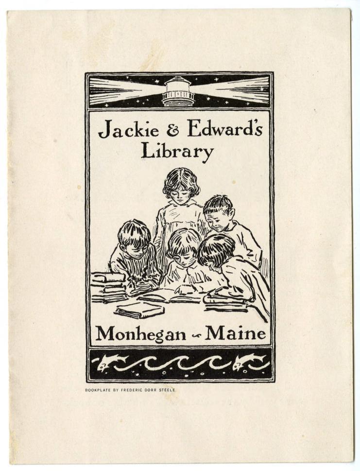 Frederic Dorr Steele: A bookplate for Jackie & Edward's Library
