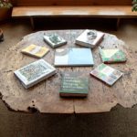 Nakashima Oak Burl Table in Andersen Library