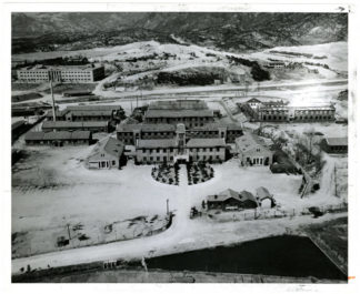 A low altitude aerial photograph of SNU campus that shows the engineering buildings, prior to reconstruction, taken in 1955. Source: University of Minnesota Archives, Photograph Collection.