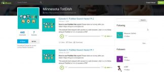 Screenshot of the Minnesota TotDish podcast on PodBean, featuring the episodes Caitlin Bakker worked on (Episodes 5 and 6)