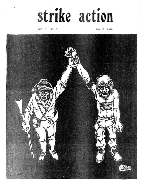 A cover of the strike movement newsletter, "Strike Action," dated May 12, 1970. Bill Tilton papers, University Archives, University of Minnesota, Twin Cities.