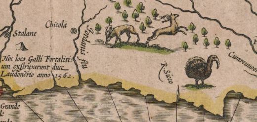 16th-century map of the southeastern part of North America.