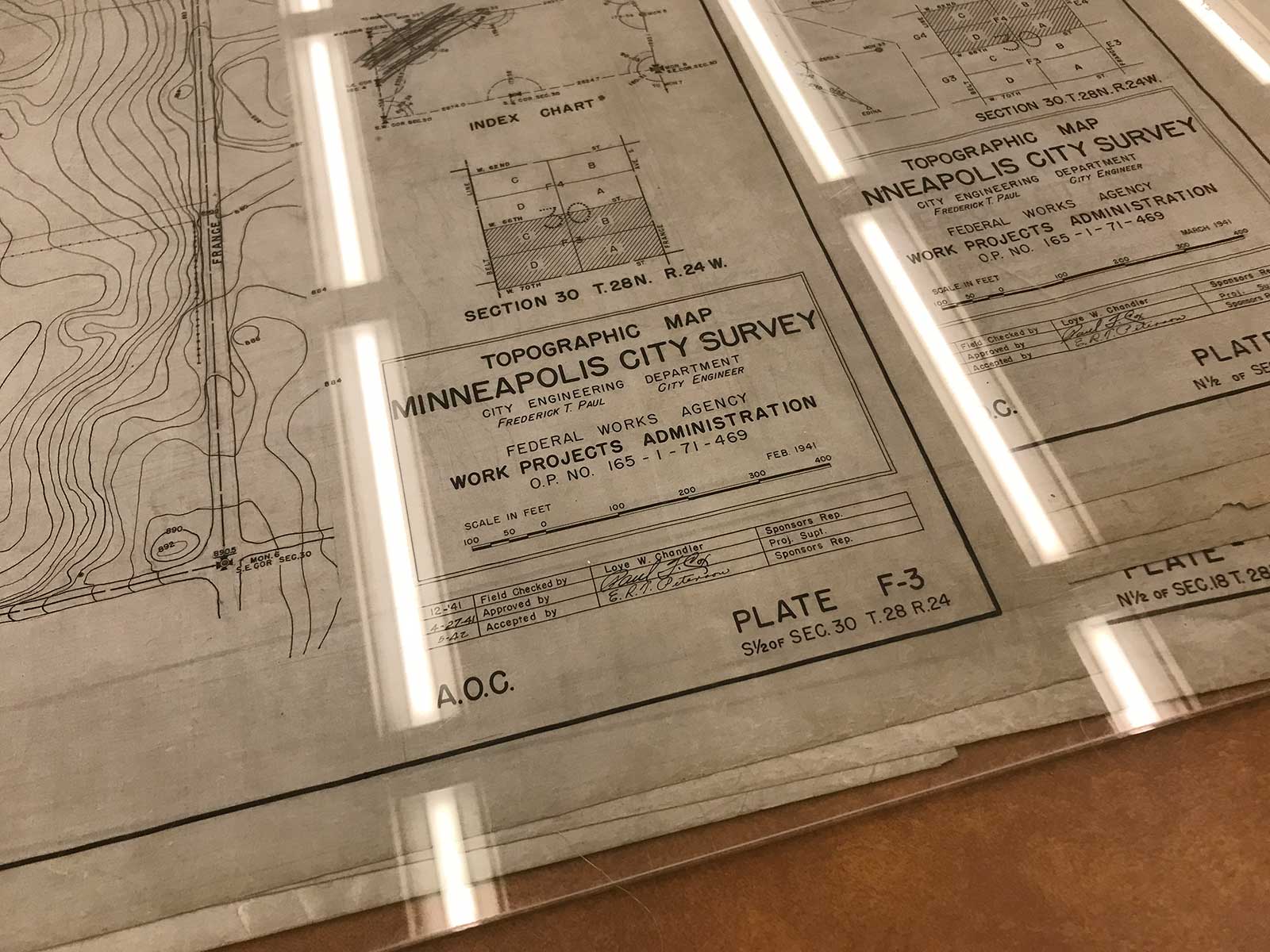 Maps located in the Minneapolis City Hall Clocktower