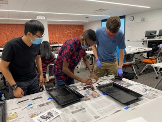 NEXUS students learn block printing in Wangensteen
