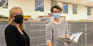 Lauren Boyer and Marshall Mabry in the Borchert Map Library