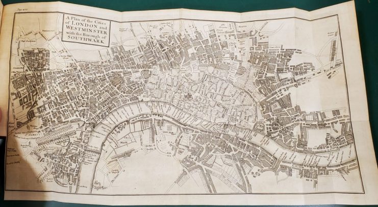 18th-Century fold-out maps of London.