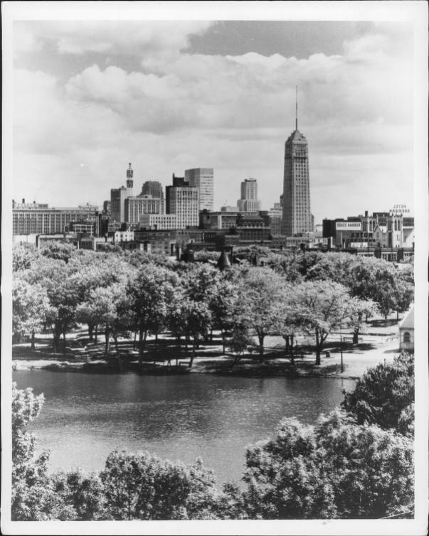 “Downtown Skyline from Loring Park” from the City of Minneapolis Collection in the Hennepin County Library Digital Collection.