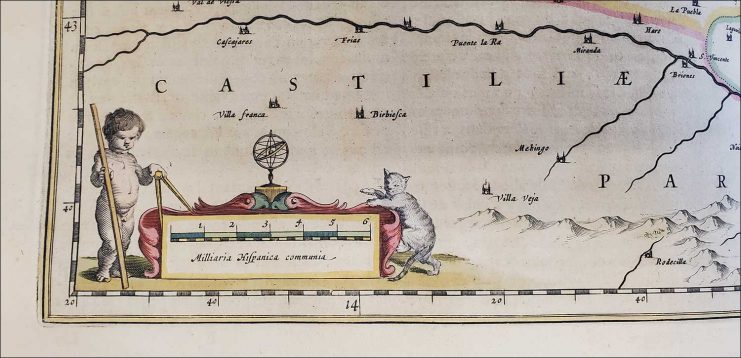 Cat featured in a Medieval map.