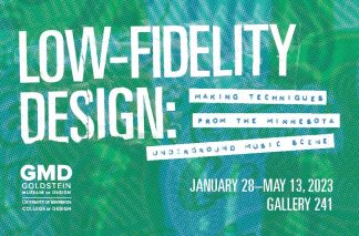 Postcard for the exhibit with the title, "Low-Fidelity Design: Making Techniques from the Minnesota Underground Music Scene"